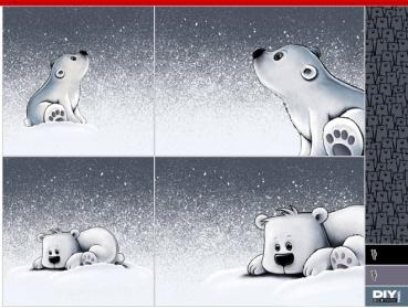 Samt Chenille Kissenpanel mit Eisbären im Schneetreiben in Grau